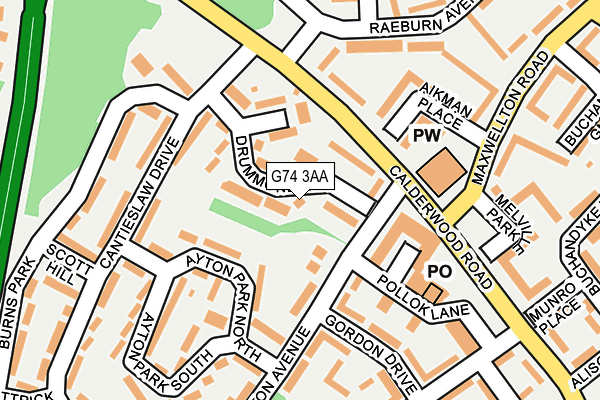 G74 3AA map - OS OpenMap – Local (Ordnance Survey)