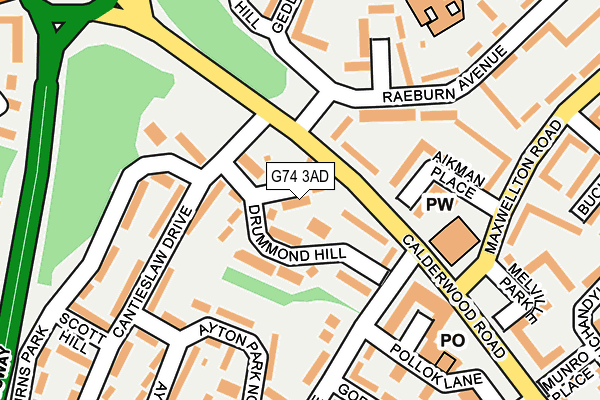 G74 3AD map - OS OpenMap – Local (Ordnance Survey)