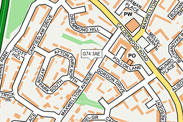 G74 3AE map - OS OpenMap – Local (Ordnance Survey)