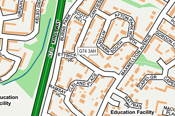 G74 3AH map - OS OpenMap – Local (Ordnance Survey)