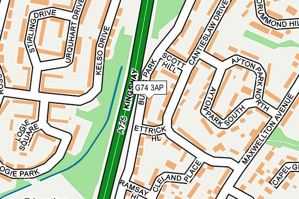 G74 3AP map - OS OpenMap – Local (Ordnance Survey)