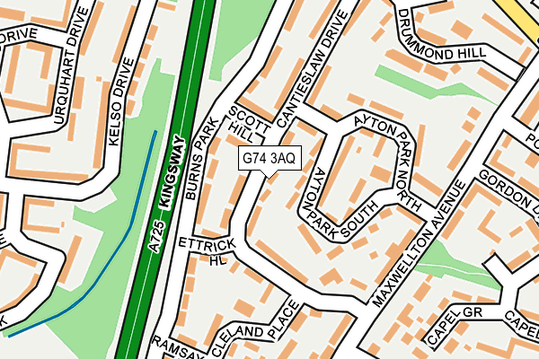 G74 3AQ map - OS OpenMap – Local (Ordnance Survey)