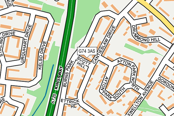 G74 3AS map - OS OpenMap – Local (Ordnance Survey)