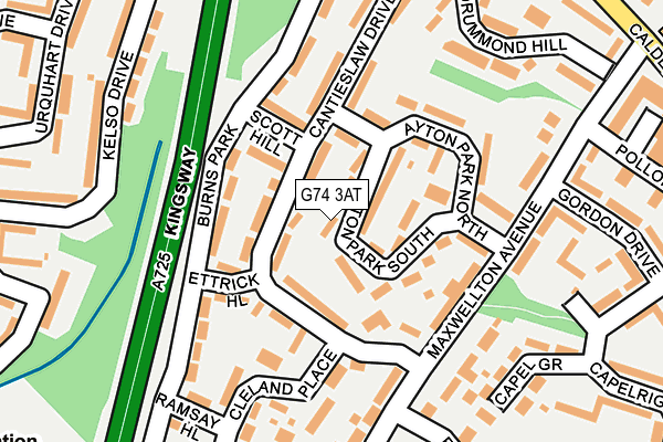 G74 3AT map - OS OpenMap – Local (Ordnance Survey)