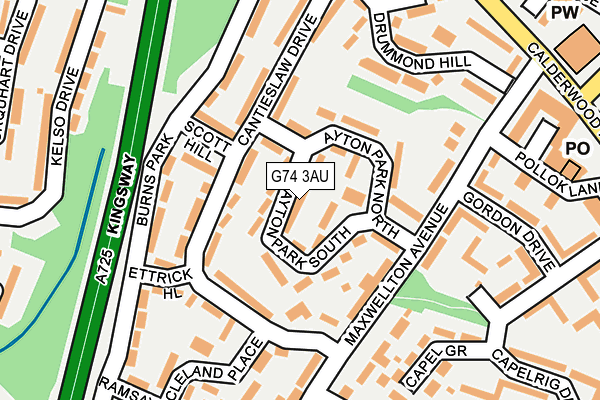 G74 3AU map - OS OpenMap – Local (Ordnance Survey)