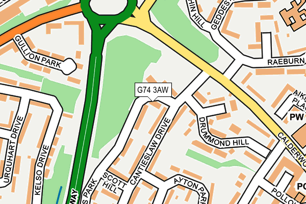 G74 3AW map - OS OpenMap – Local (Ordnance Survey)