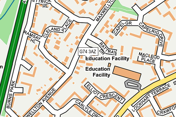 G74 3AZ map - OS OpenMap – Local (Ordnance Survey)