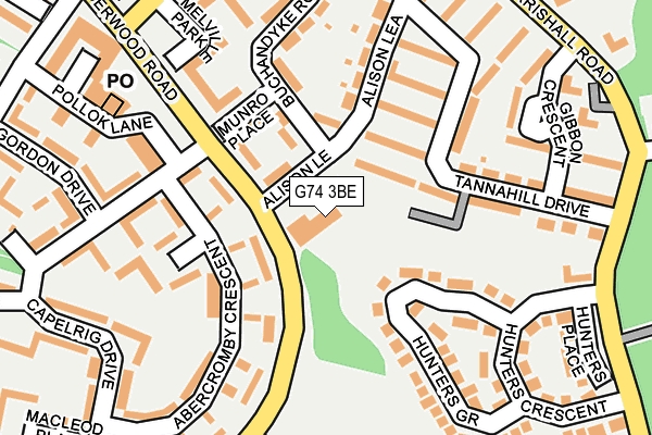 G74 3BE map - OS OpenMap – Local (Ordnance Survey)