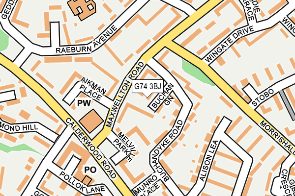 G74 3BJ map - OS OpenMap – Local (Ordnance Survey)