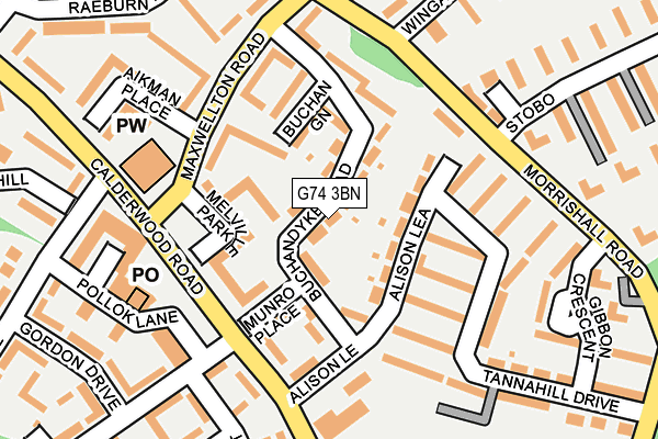 G74 3BN map - OS OpenMap – Local (Ordnance Survey)