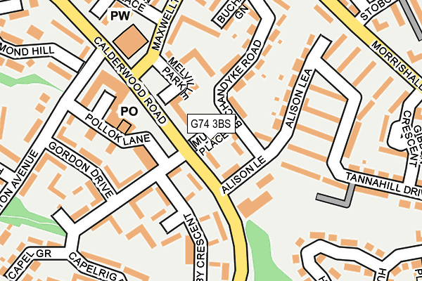 G74 3BS map - OS OpenMap – Local (Ordnance Survey)