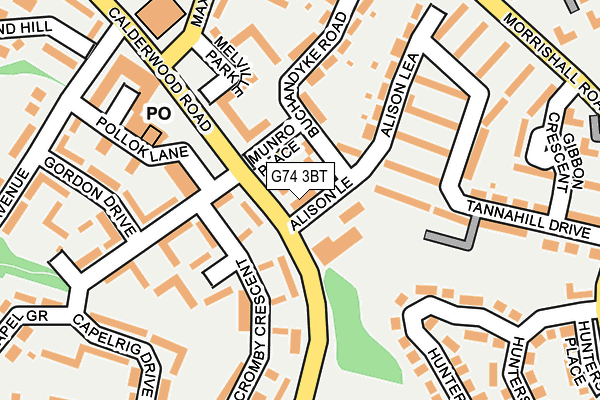 G74 3BT map - OS OpenMap – Local (Ordnance Survey)