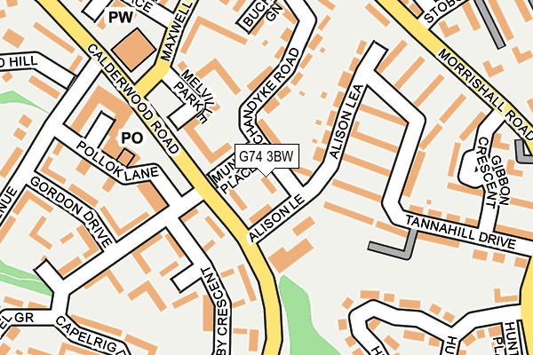 G74 3BW map - OS OpenMap – Local (Ordnance Survey)