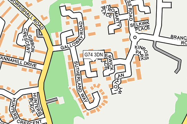 G74 3DN map - OS OpenMap – Local (Ordnance Survey)