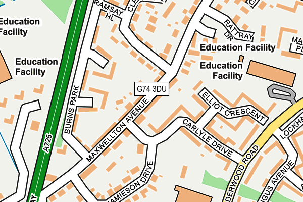 G74 3DU map - OS OpenMap – Local (Ordnance Survey)