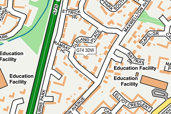 G74 3DW map - OS OpenMap – Local (Ordnance Survey)