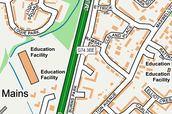 G74 3EE map - OS OpenMap – Local (Ordnance Survey)