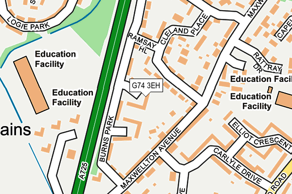 G74 3EH map - OS OpenMap – Local (Ordnance Survey)