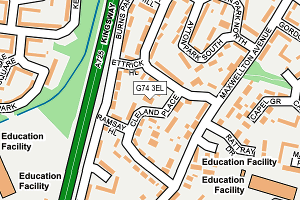 G74 3EL map - OS OpenMap – Local (Ordnance Survey)