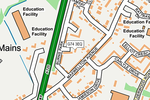 G74 3EQ map - OS OpenMap – Local (Ordnance Survey)