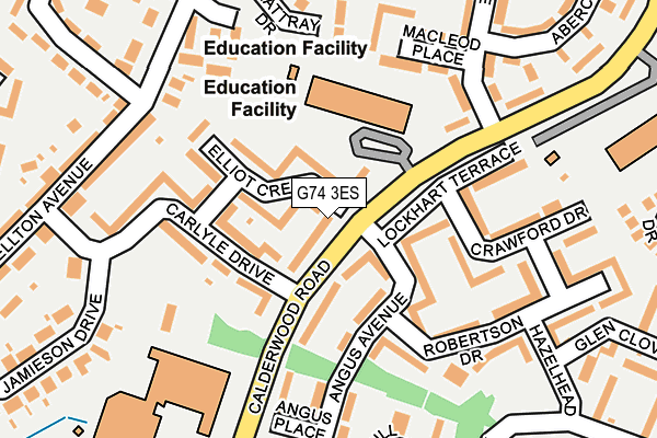 G74 3ES map - OS OpenMap – Local (Ordnance Survey)