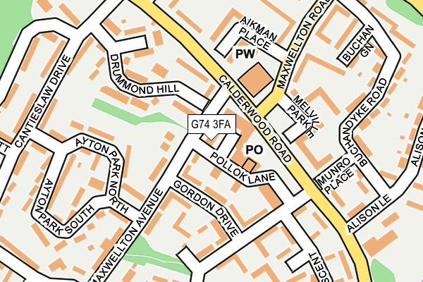 G74 3FA map - OS OpenMap – Local (Ordnance Survey)