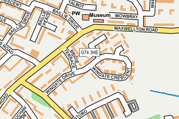 G74 3HE map - OS OpenMap – Local (Ordnance Survey)