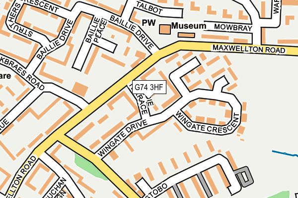 G74 3HF map - OS OpenMap – Local (Ordnance Survey)