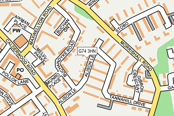 G74 3HN map - OS OpenMap – Local (Ordnance Survey)