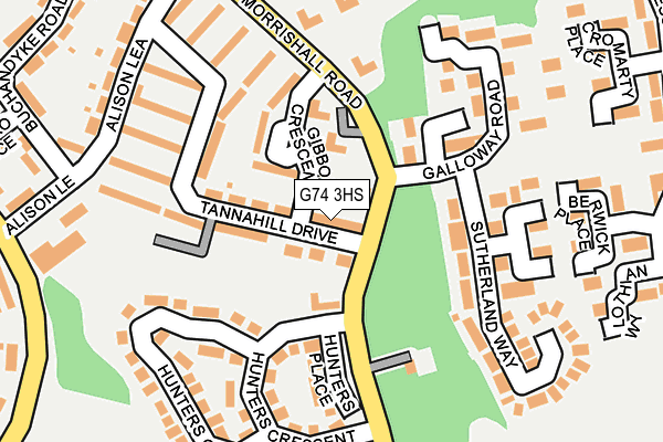 G74 3HS map - OS OpenMap – Local (Ordnance Survey)