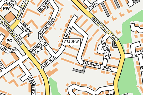 G74 3HW map - OS OpenMap – Local (Ordnance Survey)