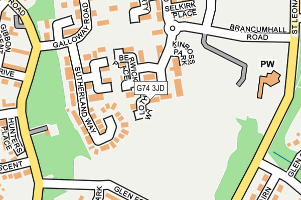 G74 3JD map - OS OpenMap – Local (Ordnance Survey)