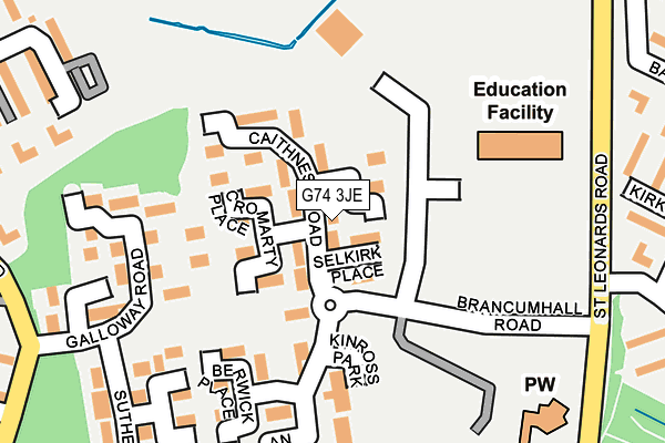 G74 3JE map - OS OpenMap – Local (Ordnance Survey)