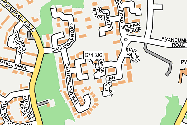 G74 3JG map - OS OpenMap – Local (Ordnance Survey)