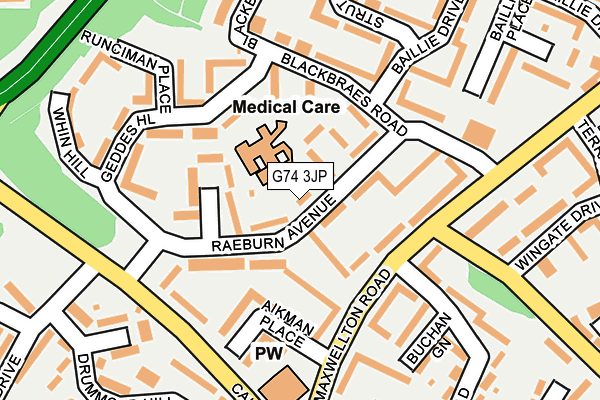 G74 3JP map - OS OpenMap – Local (Ordnance Survey)