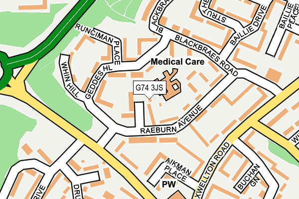G74 3JS map - OS OpenMap – Local (Ordnance Survey)