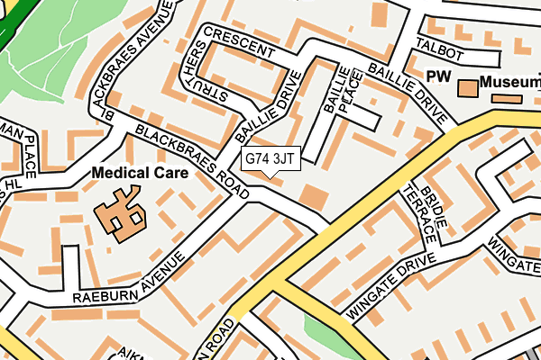 G74 3JT map - OS OpenMap – Local (Ordnance Survey)