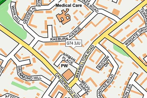 G74 3JU map - OS OpenMap – Local (Ordnance Survey)