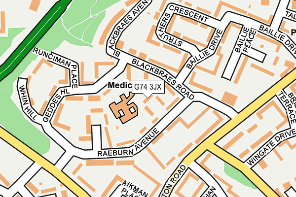 G74 3JX map - OS OpenMap – Local (Ordnance Survey)