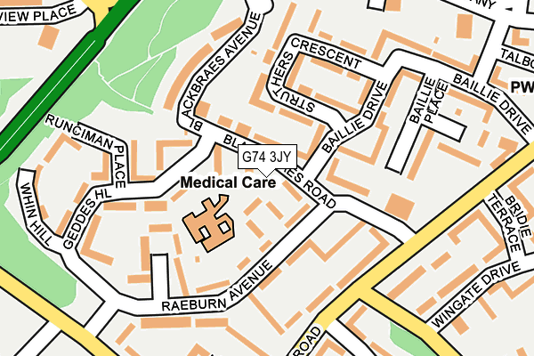 G74 3JY map - OS OpenMap – Local (Ordnance Survey)