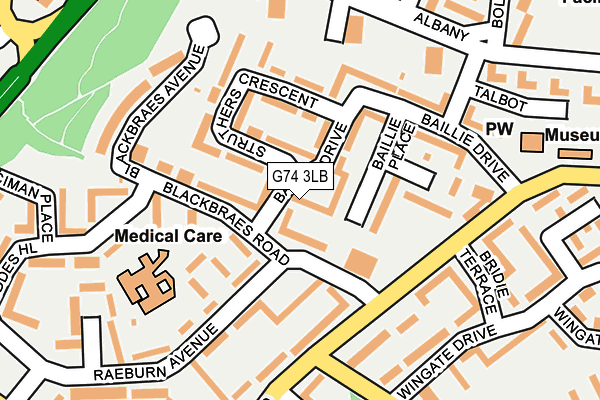 G74 3LB map - OS OpenMap – Local (Ordnance Survey)