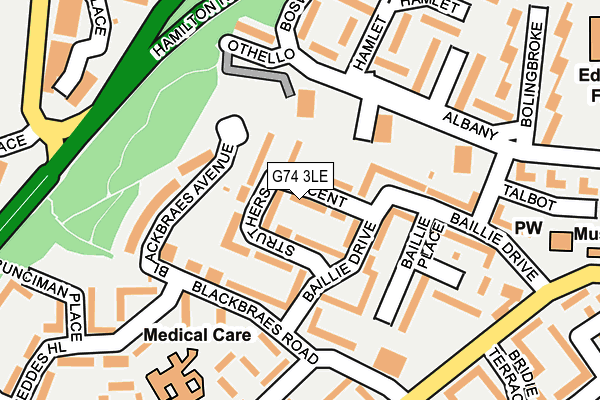 G74 3LE map - OS OpenMap – Local (Ordnance Survey)