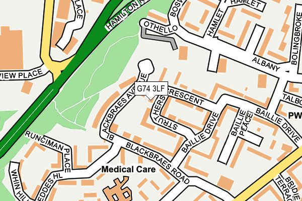 G74 3LF map - OS OpenMap – Local (Ordnance Survey)