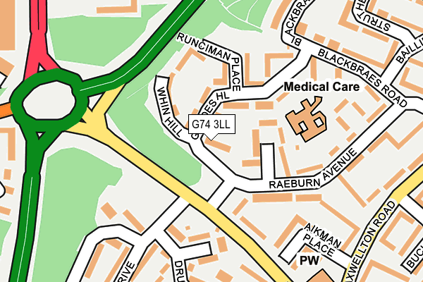 G74 3LL map - OS OpenMap – Local (Ordnance Survey)