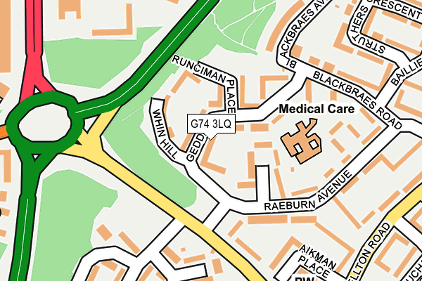 G74 3LQ map - OS OpenMap – Local (Ordnance Survey)
