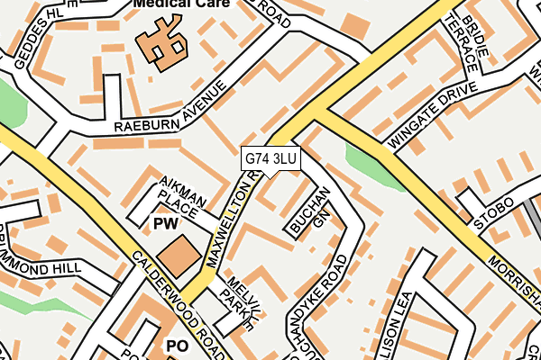 G74 3LU map - OS OpenMap – Local (Ordnance Survey)