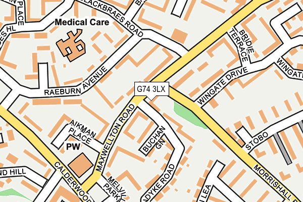 G74 3LX map - OS OpenMap – Local (Ordnance Survey)