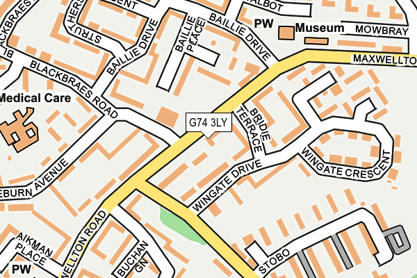 G74 3LY map - OS OpenMap – Local (Ordnance Survey)