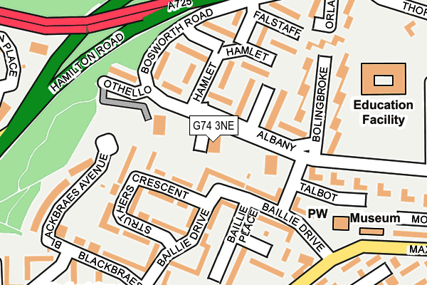 G74 3NE map - OS OpenMap – Local (Ordnance Survey)