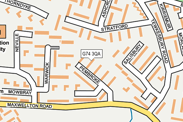 G74 3QA map - OS OpenMap – Local (Ordnance Survey)